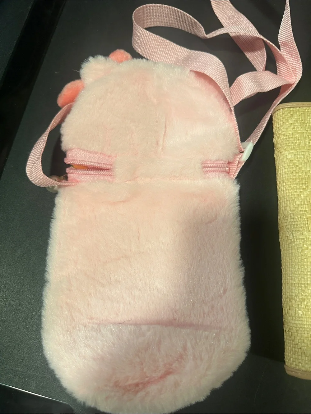 Pink Plush Kids Crossbody Bag with Bear Patch NEW